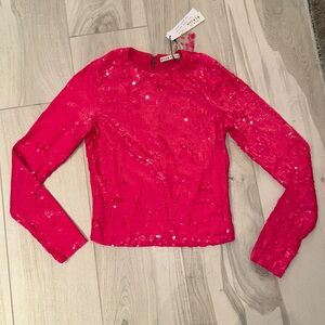 NWT Alice and Olivia Hot Pink Sequin Top Size Small